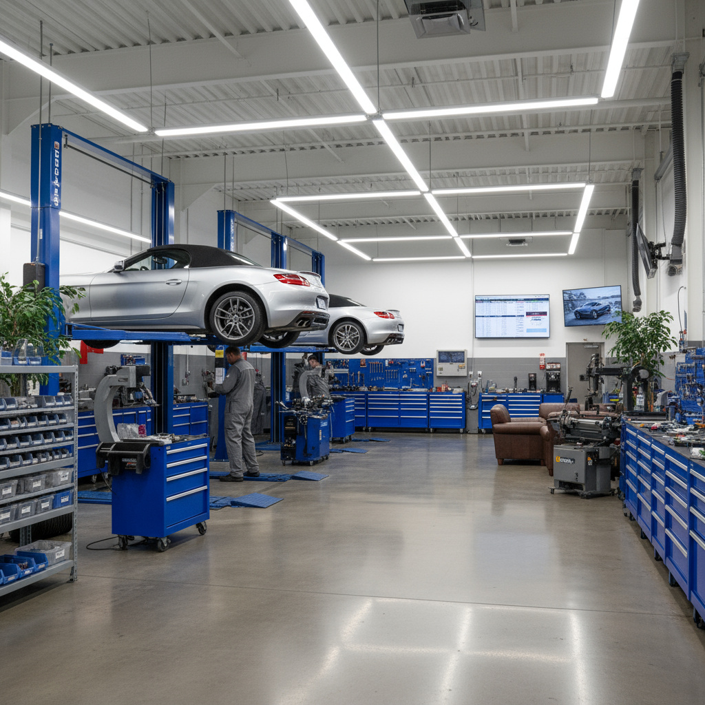 Clean and organized automotive repair shop interior
